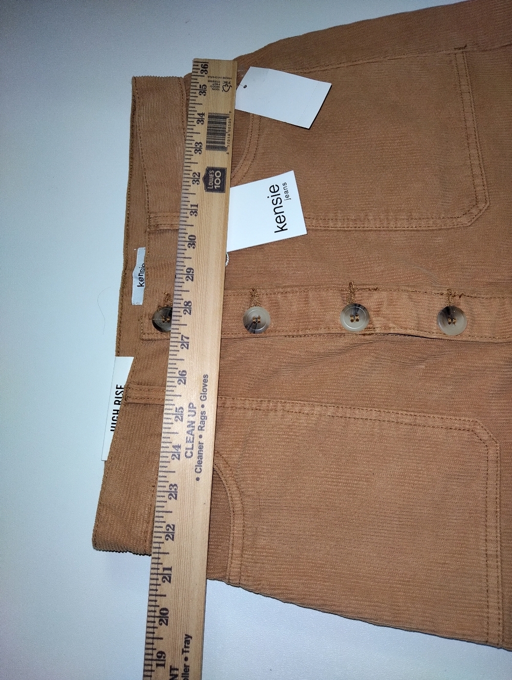 Kensie Women's Deep Camel Button-Front Look Corduroy Mini Skirt New Size 2/26 - Picture 5 of 5